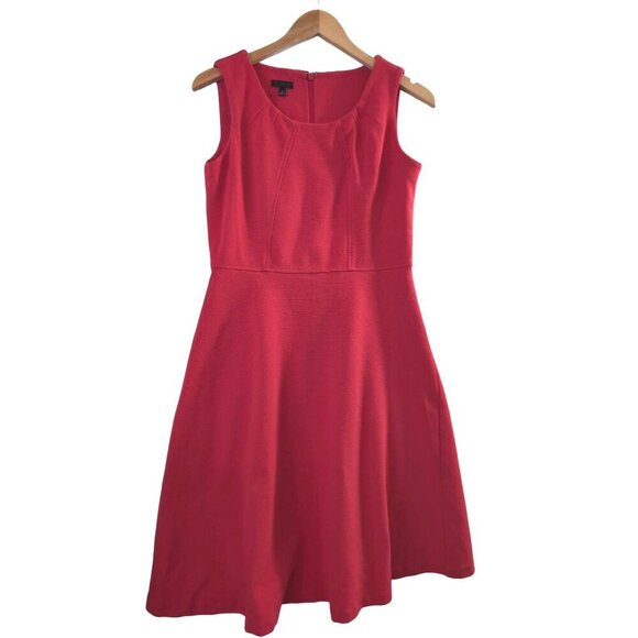 Talbots Fit & Flare Dress Womens S Red Ribbed Sleeveless Knee Length Classic - Picture 1 of 8